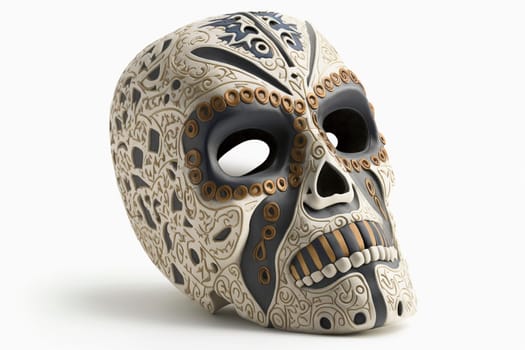 Mexican mask of death isolated on the white background, created with generative AI