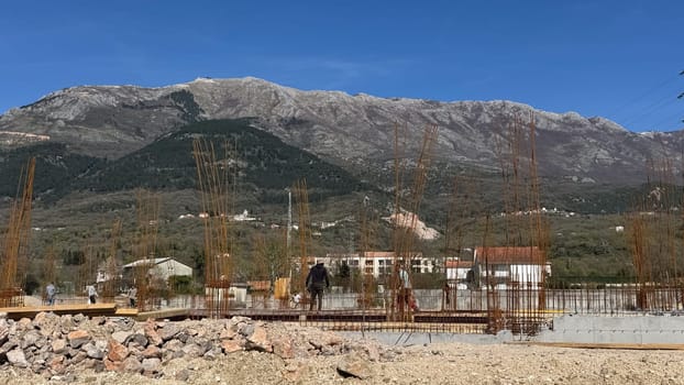 Budva,Montenegro - April 10,2025:Construction of a house near the road Budva-Tivat. High quality photo