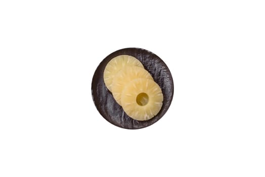 Tropical fruit pineapple in rings or slices tinned sweet yellow colour