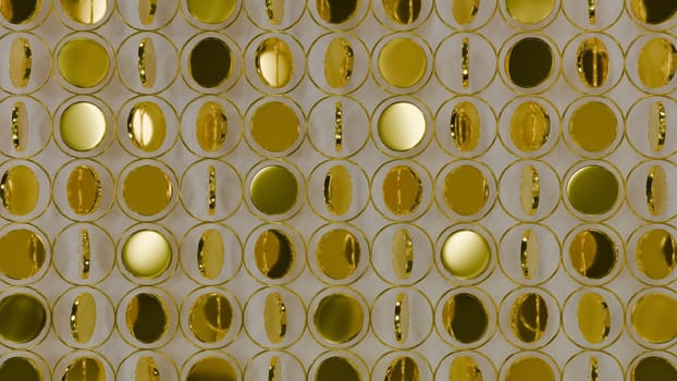 Gold Coins Background, 3D illustration Background for advertising and wallpaper in classic pattern and retro scene. 3D rendering in decorative concept.