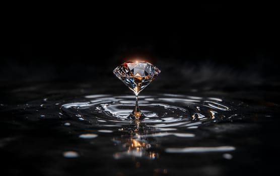 A captivating image of a single water drop resembling a diamond, showcasing its elegance and beauty