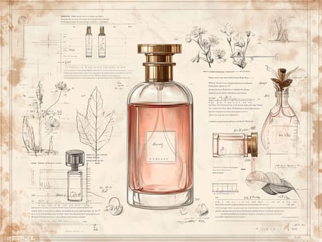 This visual guide captures the intricate process of perfume production, highlighting essential ingredients, their origins, and the methods used in crafting distinct fragrances.