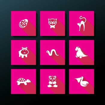 Flat baby toy icon set - vector illustration
