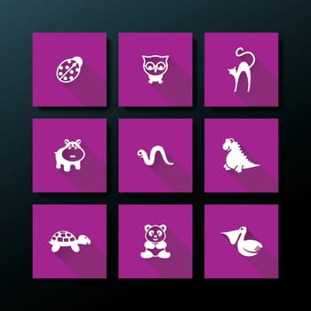 Flat baby toy icon set - vector illustration