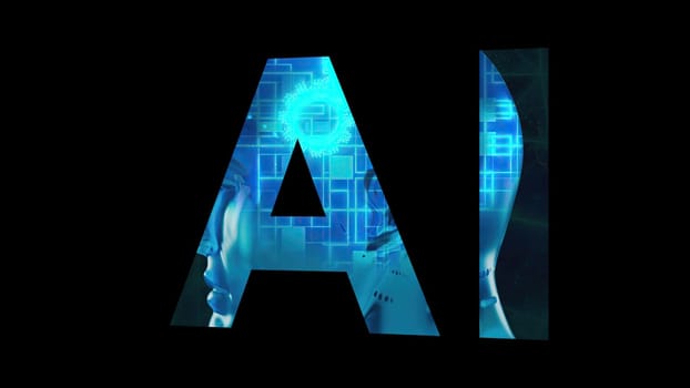 Digital word AI. Computer generated 3d render