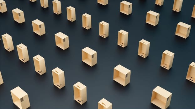 Rows of delivery boxes. Computer generated 3d render