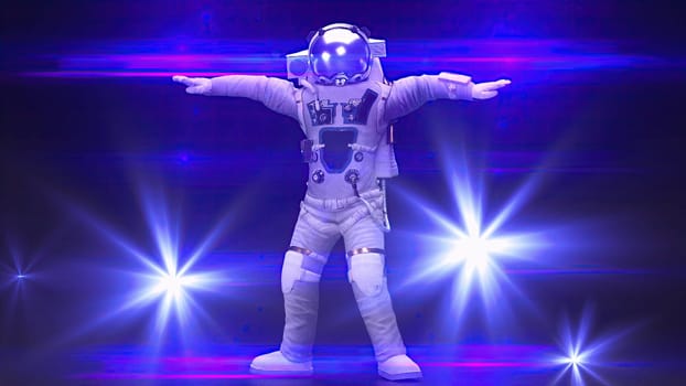 3d render dancing astronaut. Computer generated