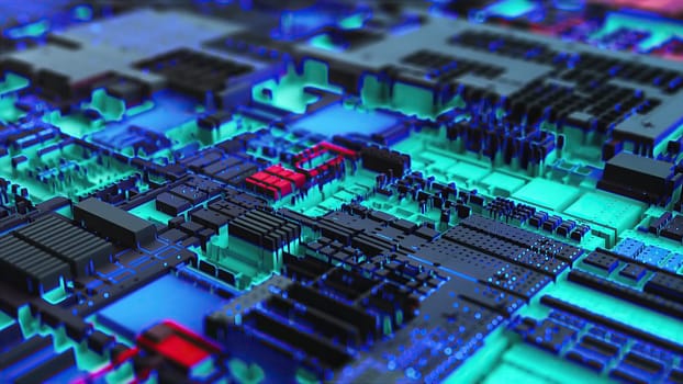 Abstract futuristic chip. Computer generated 3d render