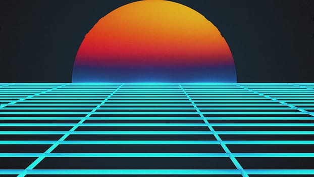 VHS retro neon background. Computer generated 3d render