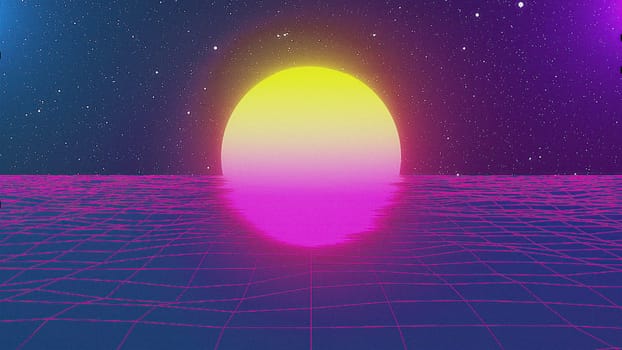 VHS retro neon background. Computer generated 3d render