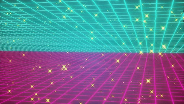 VHS retro neon background. Computer generated 3d render
