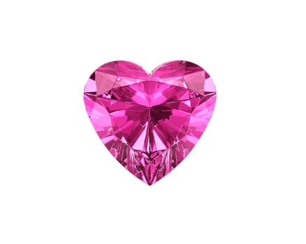 Heart shape Dazzling diamond pink gemstones on white background