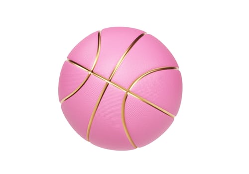 Pink basketball ball with golden lines