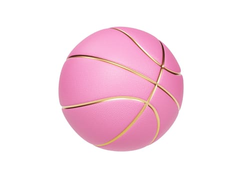 Pink basketball ball with golden lines