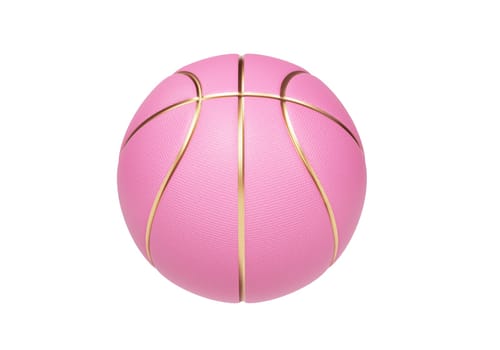 Pink basketball ball with golden lines