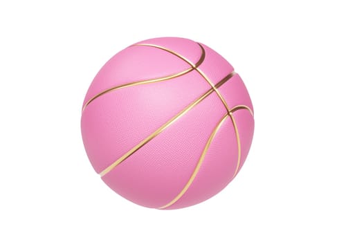 Pink basketball ball with golden lines
