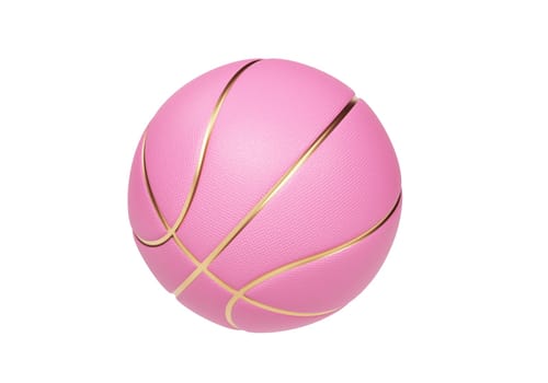 Pink basketball ball with golden lines