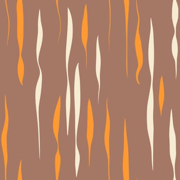 Seamless hand drawn beige brown abstract pattern. Monochrome geometric lines spirals snake curves. For modern minimalist decor wrapping paper textile wallpaper