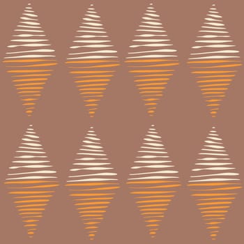 Hand drawn seamless pattern in argyle traditional classic style. Orange brown beige texture sketch lozenge, graphic preppy diamond print, textile abstract geometric diagonal art fabric