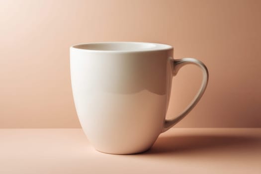 Ceramic mug on a pastel peach background in a clean minimal style. Ideal for branding presentations, product mockups, editorial layouts, cafe menu designs, and modern lifestyle visuals