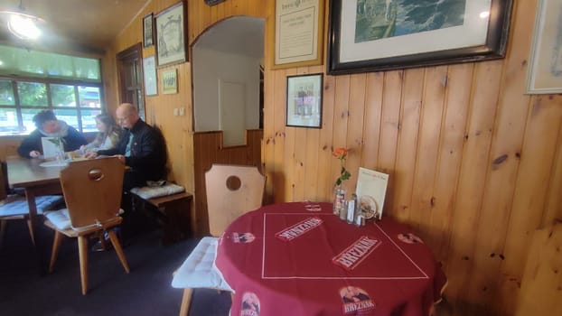 October 17 2024 Hrensko Czech Republic Europe Wooden wall cafe restaurant objects . High quality photo