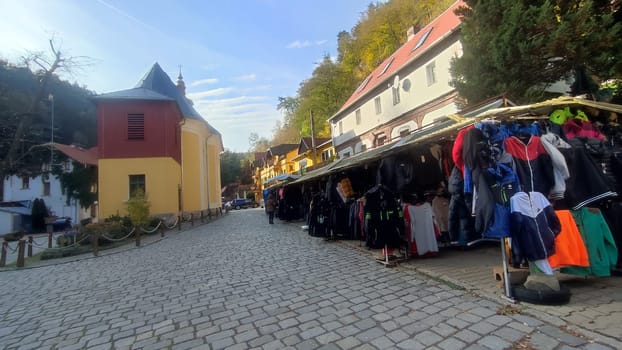 October 17 2024 Hrensko Czech Republic Europe - Market street buildings architecture summer autumn day travel tourism shotlisttravel place destination objects store products shop sale shopping market place business commercial editorial . High quality photo