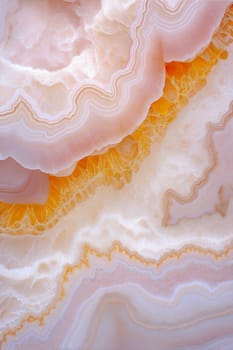 A beautiful close-up of polished lace agate stone with intricate orange and white veins, creating a stunning marble-like background, perfect for textures and natural patterns.