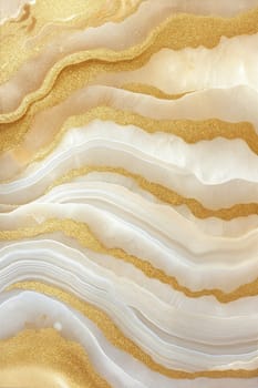 A close-up of a luxurious gold and white agate background with sparkling glitter, creating an elegant and sophisticated design. Perfect for decorative, gemstone, or abstract-themed backgrounds.