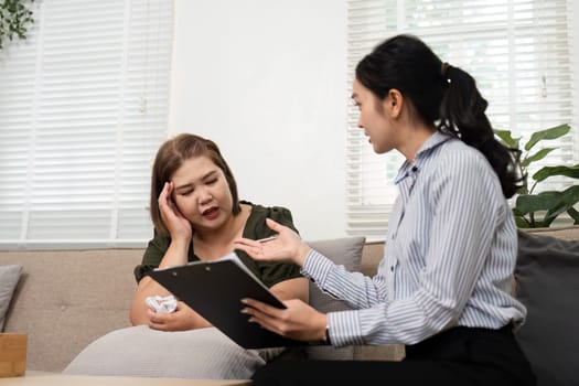 Through genuine communication, the psychiatrist helps her patient navigate emotional difficulties while fostering a safe environment for self-expression.