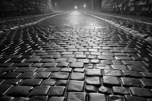 of a piece of ground, covered with concrete, asphalt, stones, or bricks