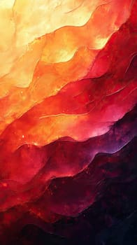 A vivid abstract background features flowing lines and artistic brush strokes in warm red and orange tones. The textured design captures a sense of energy and passion through its expressive curves.