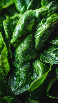 Leafy greens glisten with fresh citrus droplets, showcasing intricate veins and textures. The macro shot emphasizes seasonal freshness and vibrant colors, creating an intimate connection with nature.