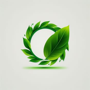 Simple green leaf logo on the white background, created with generative AI