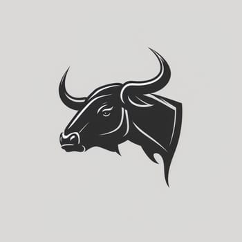 Simple flat logo design of a black bull isolated on the white background, created with generative AI