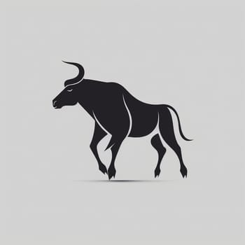 Simple flat logo design of a black bull isolated on the white background, created with generative AI