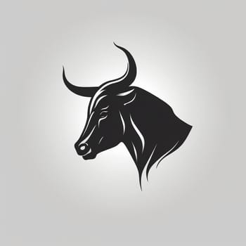 Simple flat logo design of a black bull isolated on the white background, created with generative AI