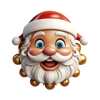 Cute Santa Claus face 3D logo on the transparent background, created with generative AI