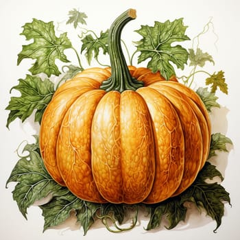 Pumpkin in watercolor style on the white background, created with generative AI