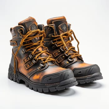 A pair of brown and black boots created with generative AI technology