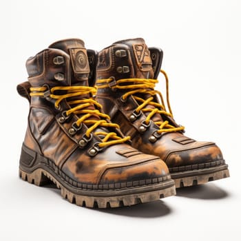 A pair of brown and black boots created with generative AI technology
