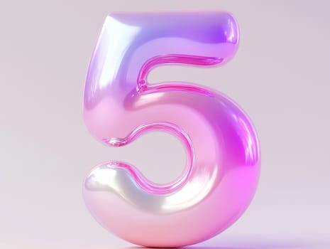 A shiny number five displays a captivating pink gradient, exuding a cheerful and festive vibe perfect for celebrations or events.