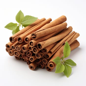 Cinnamon stcks isolated on the white background, created with generative AI