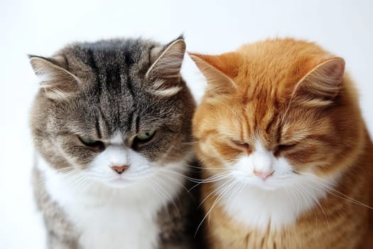 Two cats sit closely together, creating a touching moment filled with emotion.