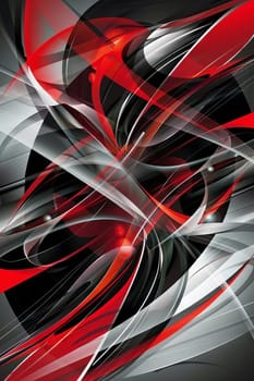 Abstract vector background with a flowing pattern of red, silver, and black swirls