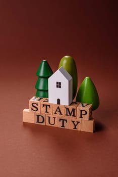 Stamp duty tax, property investment concept, business processes related to real estate. Stamp duty inscription as a background for business design