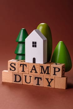 Stamp duty tax, property investment concept, business processes related to real estate. Stamp duty inscription as a background for business design