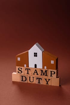 Stamp duty tax, property investment concept, business processes related to real estate. Stamp duty inscription as a background for business design