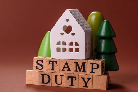 Stamp duty tax, property investment concept, business processes related to real estate. Stamp duty inscription as a background for business design