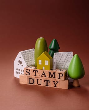 Stamp duty tax, property investment concept, business processes related to real estate. Stamp duty inscription as a background for business design