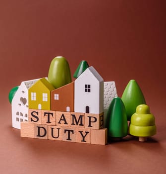 Stamp duty tax, property investment concept, business processes related to real estate. Stamp duty inscription as a background for business design
